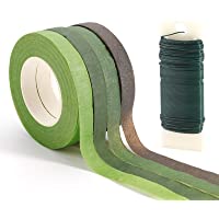 Rybtd Kit de herramientas de arreglo floral con 8 rollos de cinta de tallo de flor(4 colores)0-7mm calibre 22 verde…